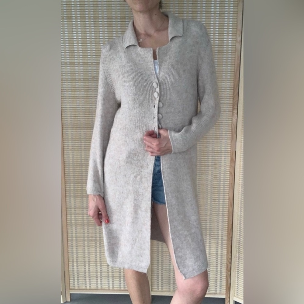 Pure baby - superfine alpaca long cardigan sweater, size M, long sleeve